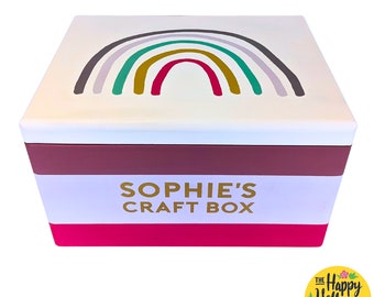 Personalised Rainbow Craft Box, Hand-Painted Keepsake