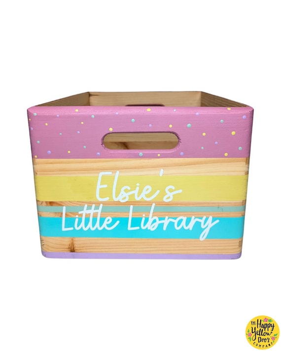 Story Book Box Personalised Spotty CHOOSE YOUR COLOURS Painted Wooden Custom Book Storage Birthday Christmas Children Kids Pine Crate