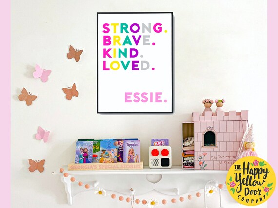 Positive Affirmations Print Poster Personalised CHOOSE YOUR COLOURS Special Gift Words Mindfulness Describing words Bedroom Nursery Happy