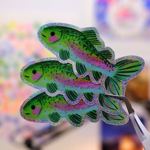 Rainbow Trout Glitter Fish Sticker