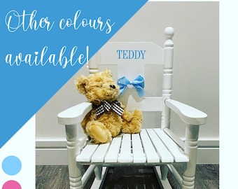 Personalised , Children's Wooden Rocking Chair. Nursery, Birthday, Christening, Baby shower. Bedroom, Playroom. Perfect personalised gift.
