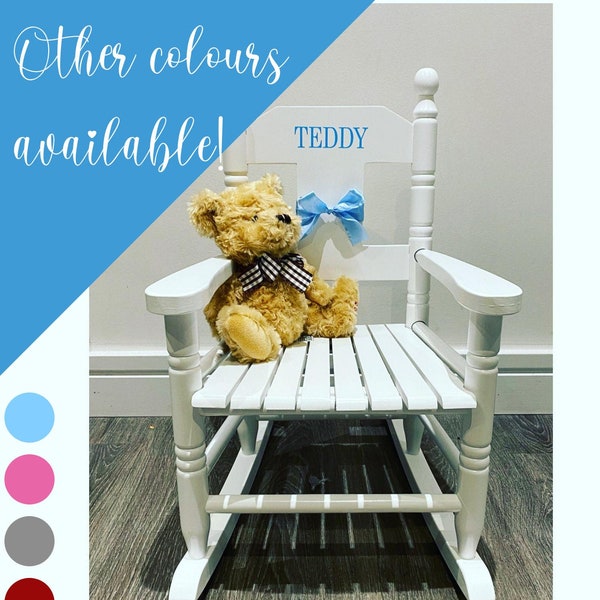 Personalised , Children's Wooden Rocking Chair. Nursery, Birthday, Christening, Baby shower. Bedroom, Playroom. Perfect personalised gift.