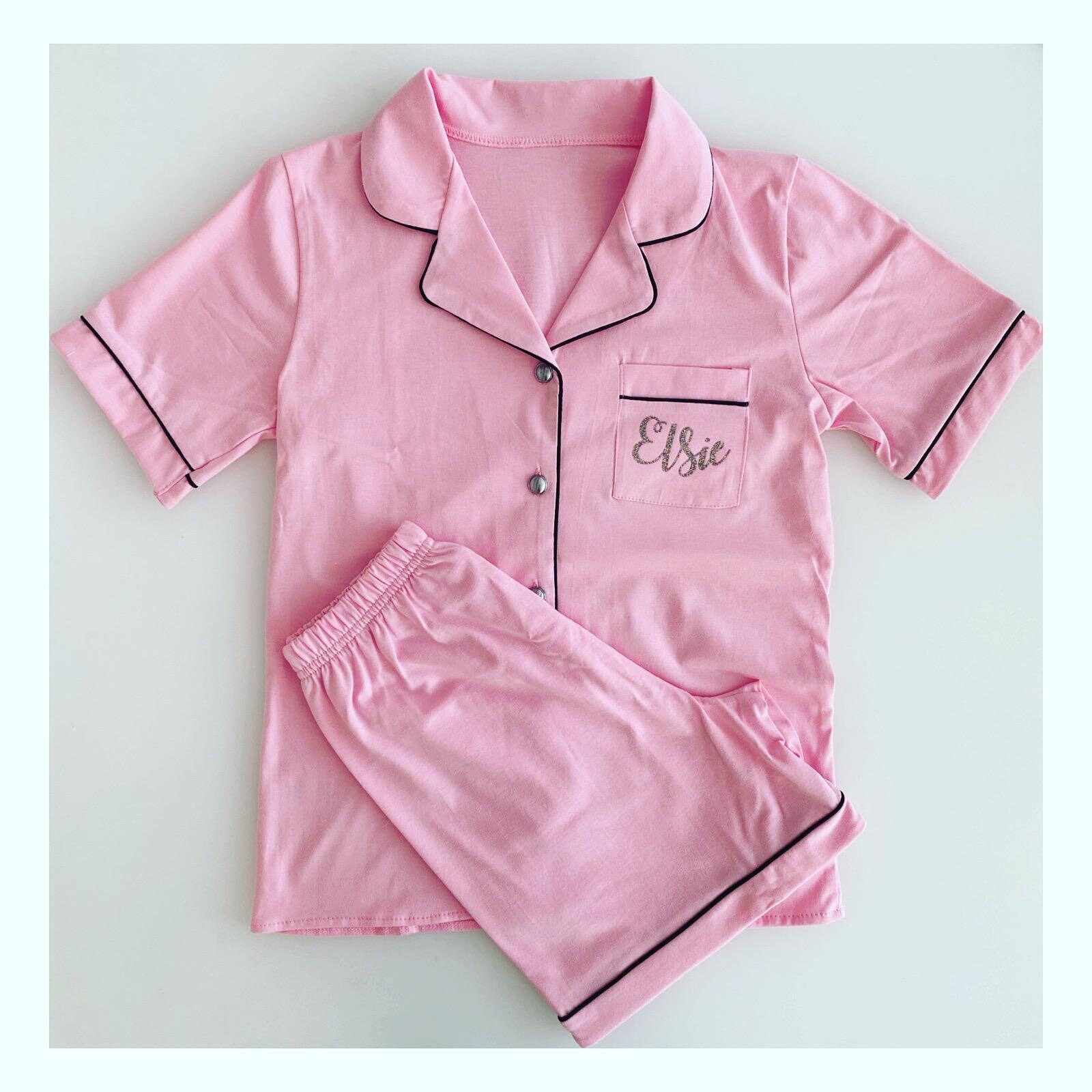 Pink Personalised Child & Adult Luxury Pink Cotton Pyjamas Etsy