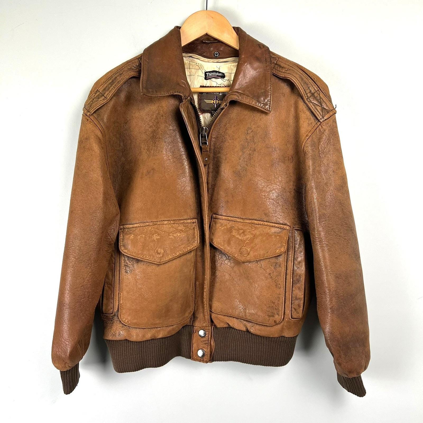 Vintage Leather Bomber Jacket Map Lining - Etsy
