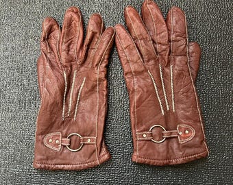 VTG Dam Läderhandskar Bruna Spänne Fodrade Vinter Varma Tysta Lyxiga Academia