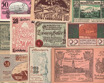 32 Pieces of Notgeld - Austria - Emergency Money - 1920s - WW1 - Authentic Collectible Currency