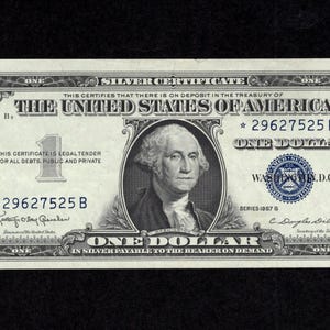 Billete Estrella - Certificado de Plata de 1 Dólar 1957B Estrella - Plata - Moneda Coleccionable Auténtica - Acerca de UNC