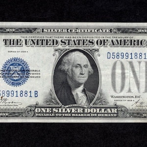 1 Dollar 1928A Silver Certificate - Silver - Authentic Collectible Currency - Extra Fine