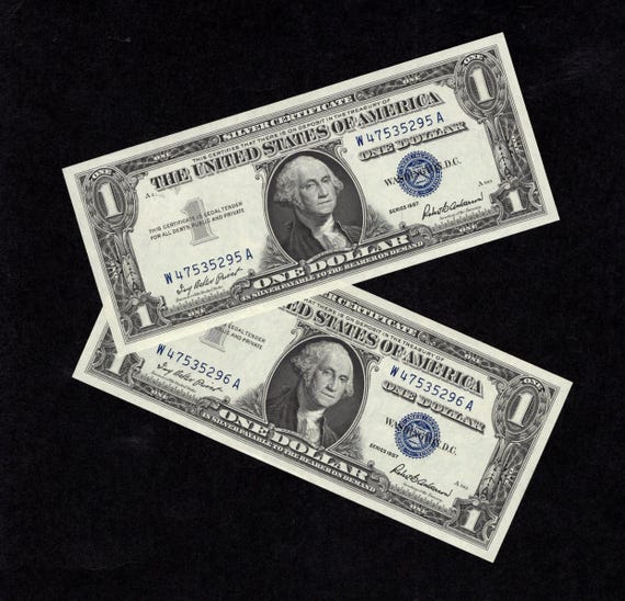 1ドル銀貨 2枚セット - 1ドル 1957年 銀券 - 銀 - 本物の収集用通貨 - UNC - Etsy