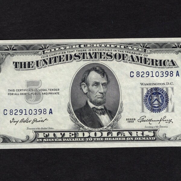 5 Dollar Silver Certificate Etsy 5 Dollar Silver Certificate Etsy