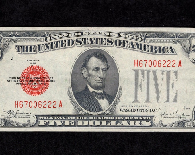 5 Dollar 1928E Legal Tender - United States Note - USN - Authentic ...