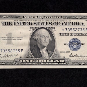 Star Note - 1 Dollar 1935F Silver Certificate Star - Silver -Fr 1516* - Collectible Currency - UNC