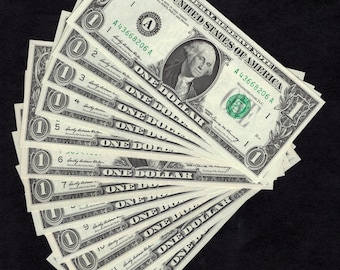 District Set - 1 Dollar 1969 Federal Reserve Notes - FRN - 12 Notes - Collectible Currency - Uncirculated