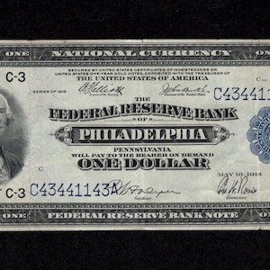 1 Dollar 1918 FRBN of Philadelphia - Federal Reserve Bank Note - FR 717 - Collectible Currency - Very Fine