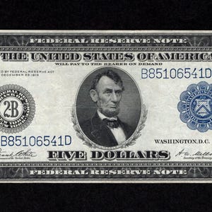 5 Dollar 1914 FRN New York - Federal Reserve Note - 2-B New York - Authentic Collectible Currency - Very Fine