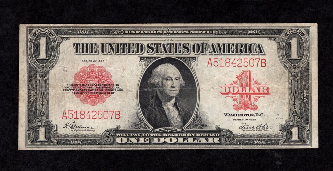 1 Dollar 1923 Legal Tender Red Seal USN United States Note FR 40 ...