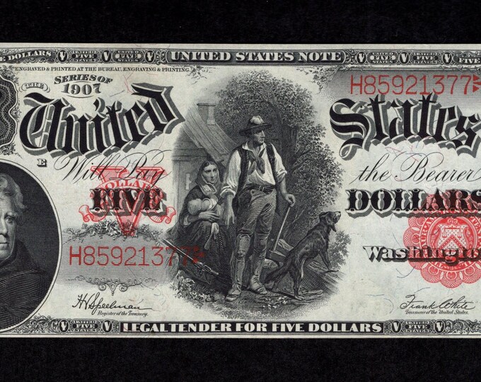 5 Dollar 1907 Legal Tender - Woodchopper - USN - FR 91 - United States ...