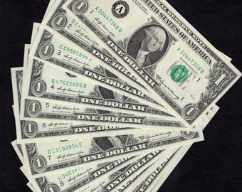 District Set - 1 Dollar 1969A Federal Reserve Notes - FRN - 12 Notes - Collectible Currency - Uncirculated