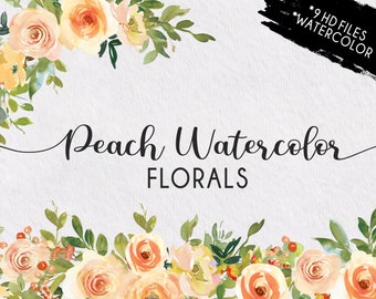 Watercolor Peach Florals clipart