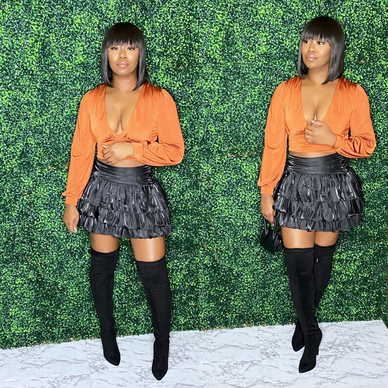 Black Ruffle Mini Skirt