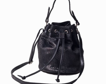 Bucket Bag Genuine Python Leather
