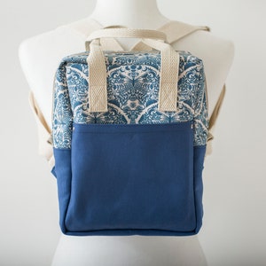 Mini Blue Backpack. Small Backpack. Mini Making Backpack. Blue Canvas Backpack. Shoulder Bag. 620