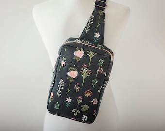 Midnight Blue Canvas Backpack. Floral Canvas Backpack Purse. Floral Shoulder Bag. Sling Bag. Floral Shoulder Bag. Crossbody Bag. 793.