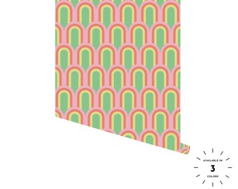 Colorful 1970/'s Groovy Swirl Design Peel and Stick Wall Paper DIY Self Adhesive Fabric Wall Paper Graphic