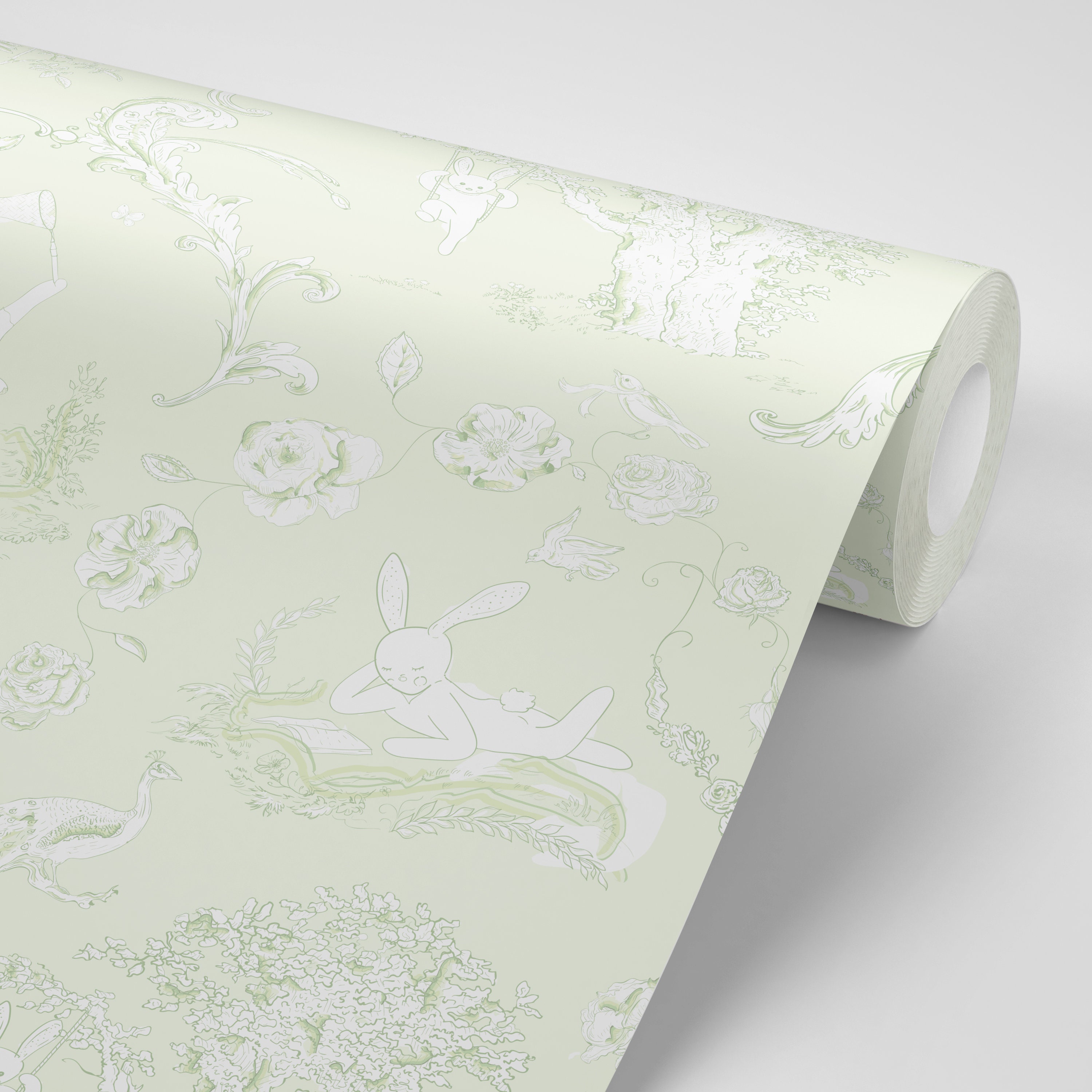Toile Bunny Removable Wallpaper Peel and Stick Wallpaper | Etsy