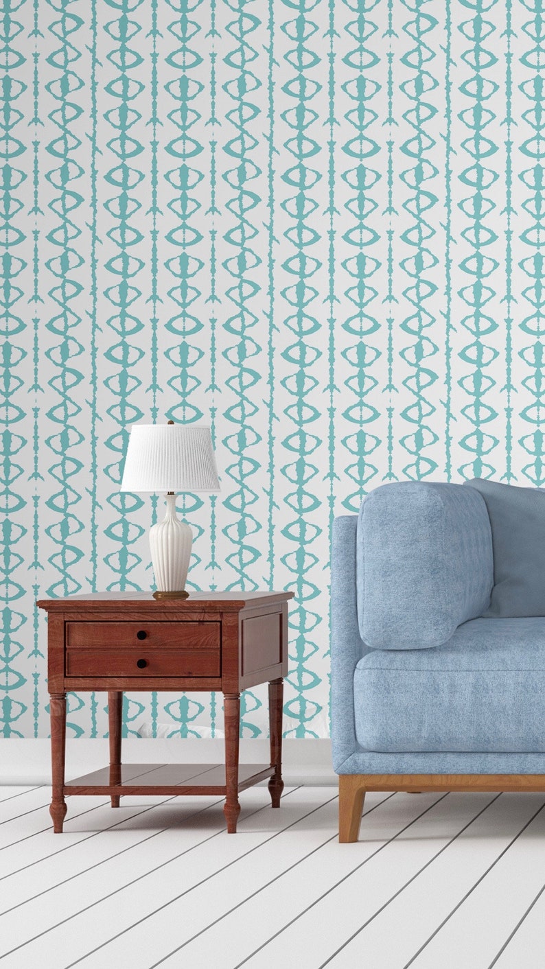 Ikat Stripe Removable Wallpaper Removable Wallpaper Peel Etsy