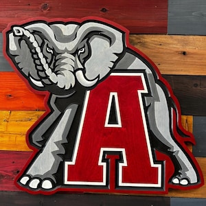 Alabama Sports Roll Tide Big AL 3D Wood Sign
