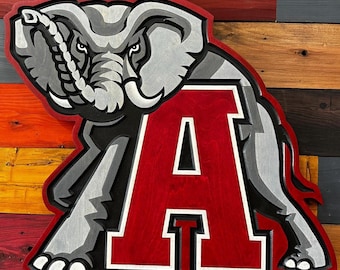 Alabama Sports Roll Tide Big AL 3D Wood Sign