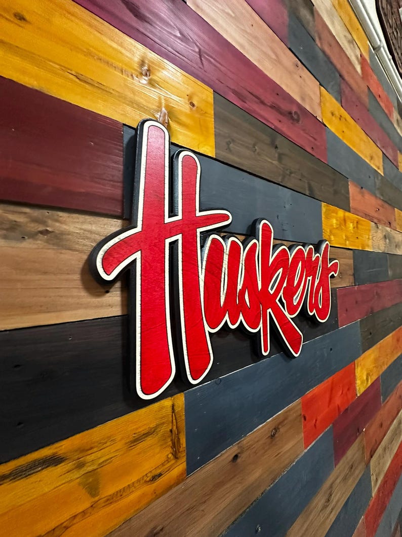 Nebraska Cursive Script Nebraska Huskers Cursive 3D Wooden Sign - Etsy
