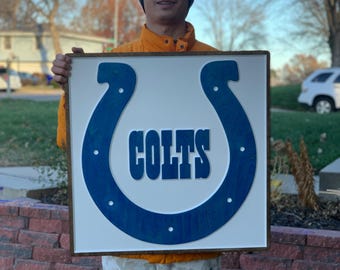 Hand Made Indianapolis Colts 3D Wood Sign
