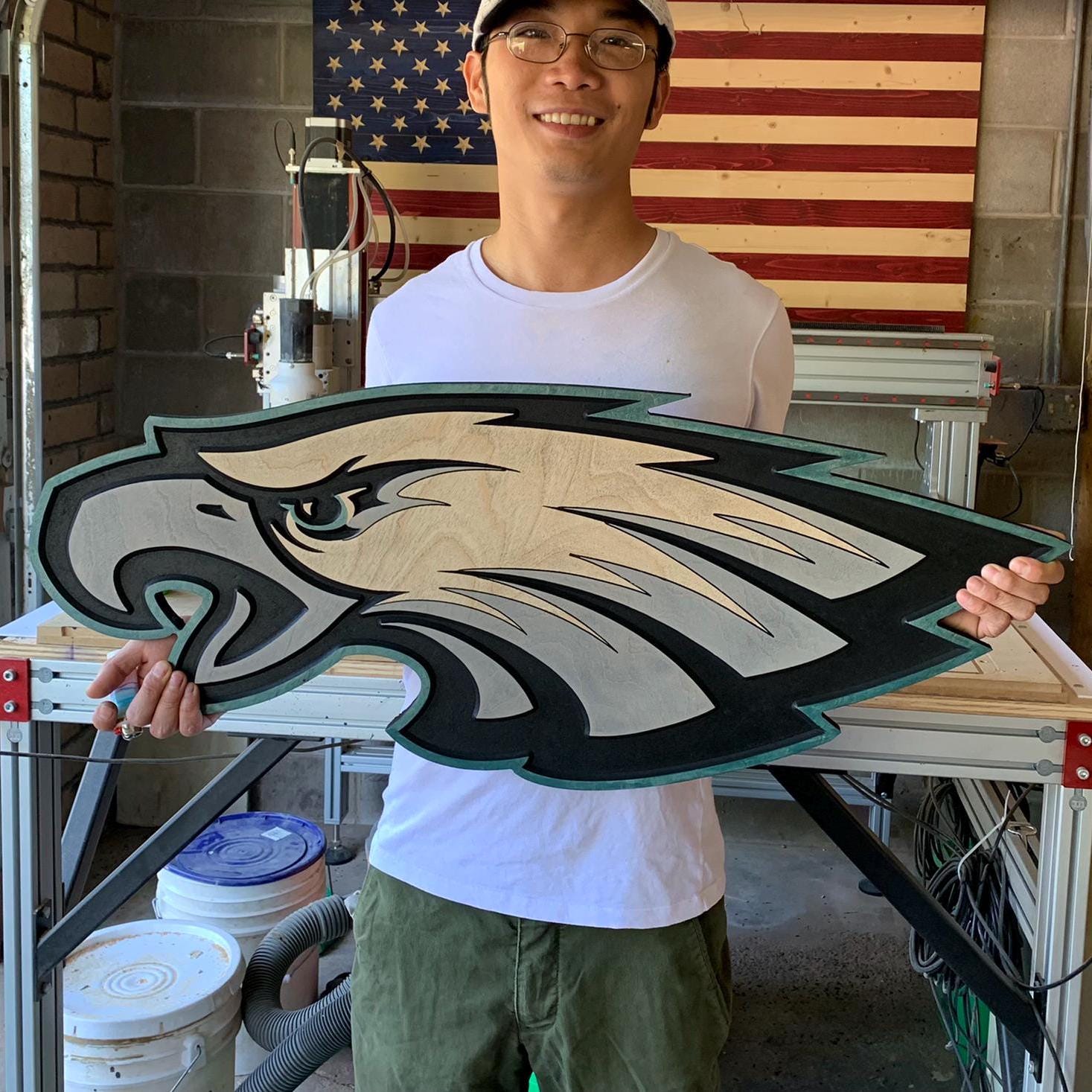 Hand Made 3D Wood Philadelphia Eagles wood sign