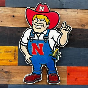 Herbie Husker Nebraska Cornhusker 3D wood Sign 30&quot; Tall