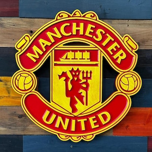 Manchester United Football Club Logo 3D Wooden Sign
