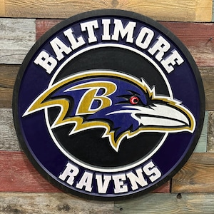 Hand Crafted 3D Wood Baltimore Ravens Sign