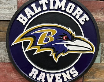 Hand Crafted 3D Wood Baltimore Ravens Sign