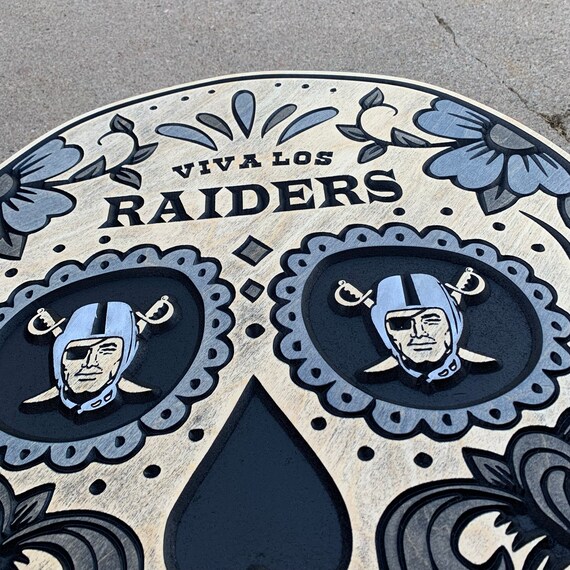 Las Vegas Raiders Skull Candy Wood Sign 