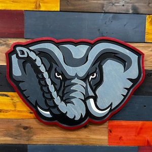 Alabama Roll Tide Big AL Mascot 3D wood sign