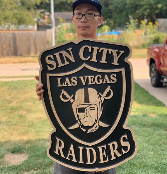 Las Vegas Sin City Raiders 3D Wood Sign 