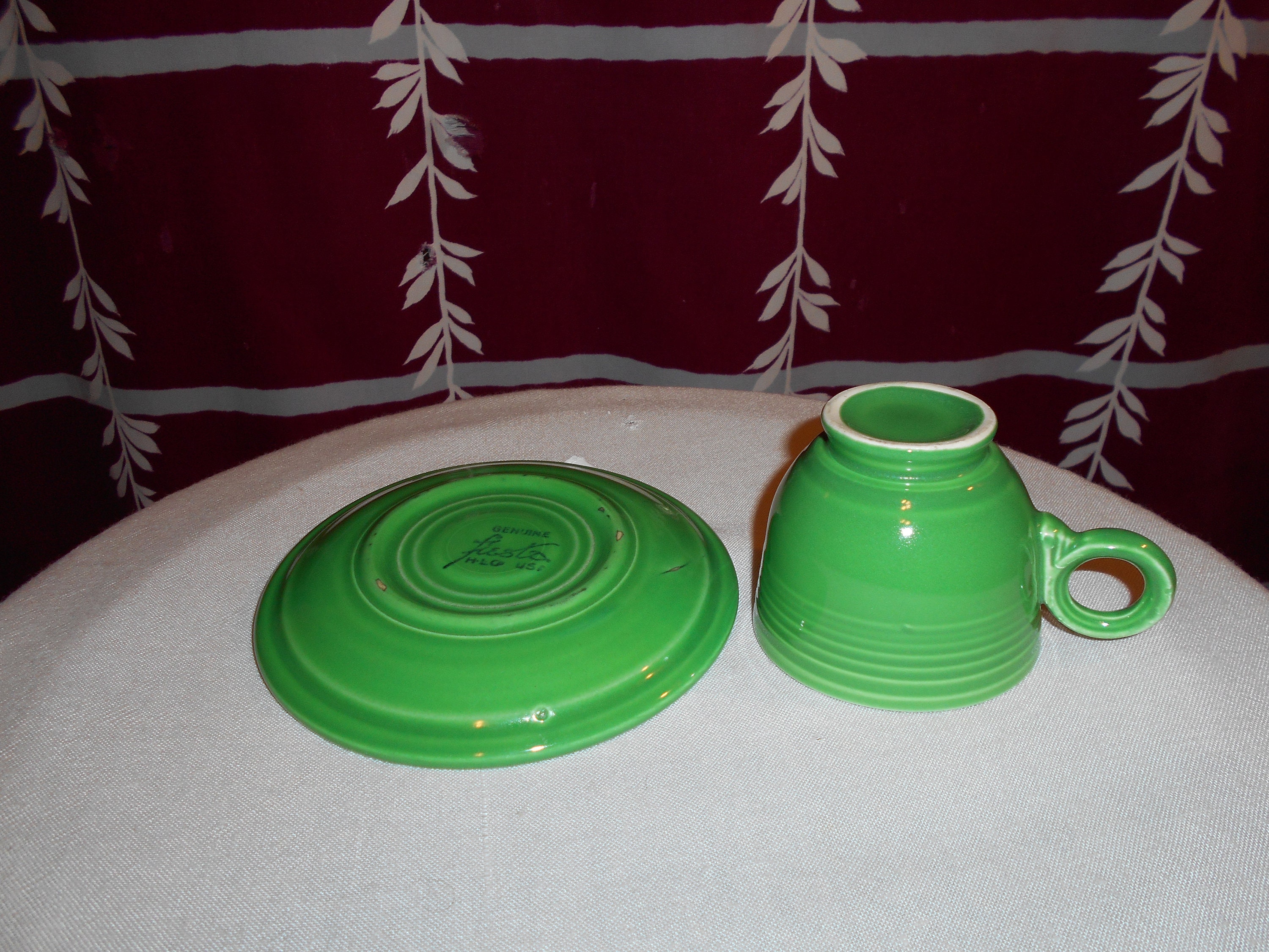 Rare Medium Green Vintage Tea Cup and Saucer Set From the Etsy UK