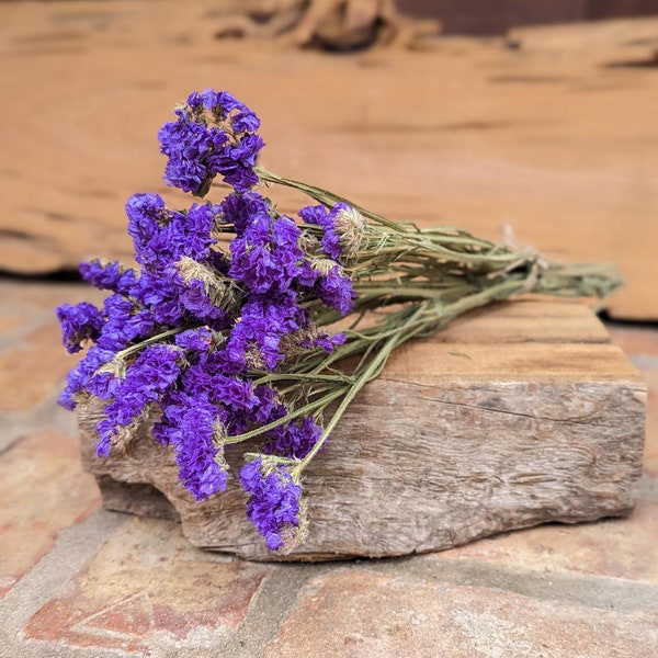 Naturally Dried Preserved Purple Statice Flower | Five 16 in Stems | Lavender Statice Décor