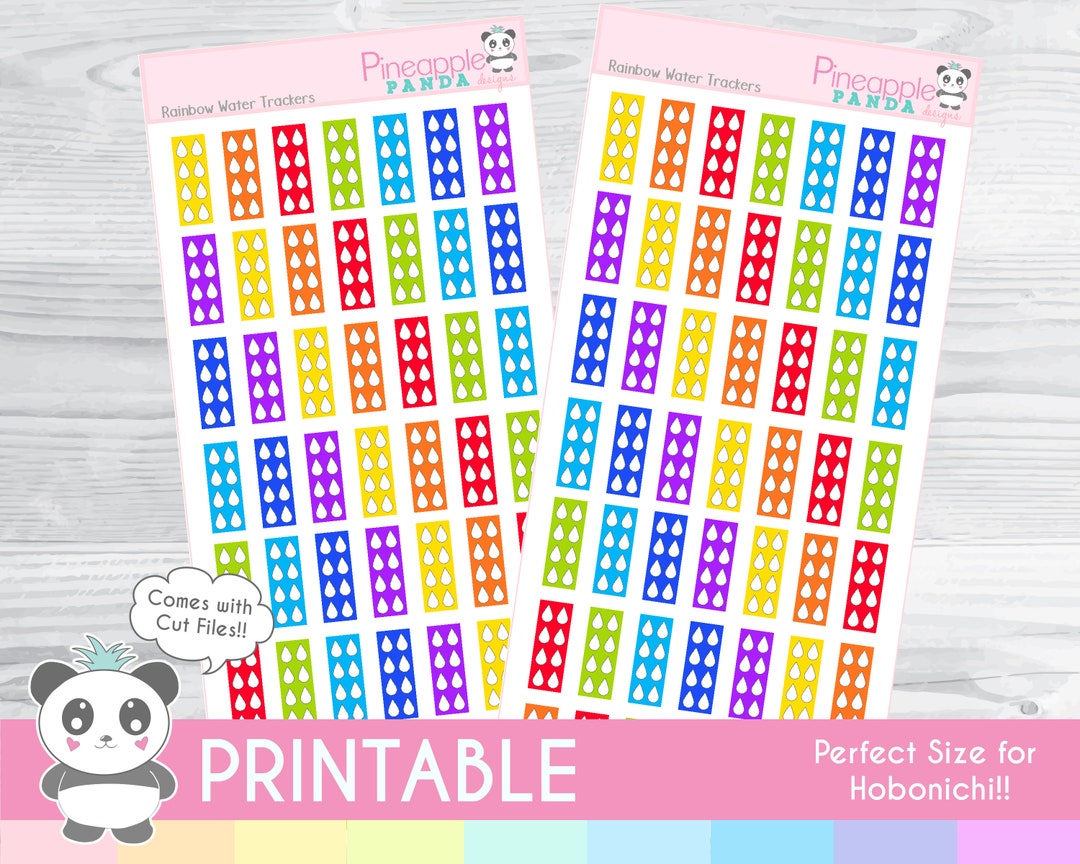 Rainbow Water Trackers - Printable Planner Stickers - Hobo Weeks ...