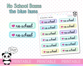 PRINTABLE No School Blue - Hobo Weeks Hobonichi Erin Condren Happy Planner Print Pression - Functional Stickers Bullet Journal