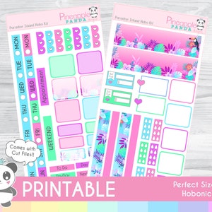 Paradise Island Hobonichi Weeks Kit Weekly Printable Planner Stickers Hobo Weeks Hobonichi Bullet Journal vacation Digital image 2