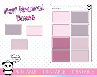 PRINTABLE Neutral Cheetah Half Boxes - Hobo Weeks Hobonichi Erin Condren Happy Planner Print Pression - Functional Stickers Bullet Journal