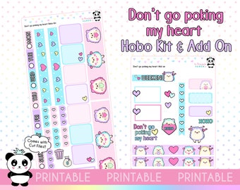 PRINTABLE Don't go poking my heart - Hobonichi Weeks Kit - Weekly Planner Stickers - Hobo Weeks Hobonichi Bullet Journal - digital hedgehog