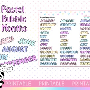 PRINTABLE Pastel Bubble Months - Weekly Planner Stickers - Hobo - Hobonichi  Weeks - Erin Condren - Happy Planner - Print Pression